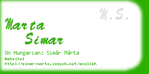 marta simar business card
